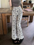 Korean Style Dog Print Flare Leggings