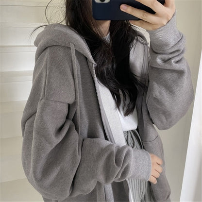 Women Hoodies Harajuku Korean Version Loose Oversized Sweatshirts Zipper Coats