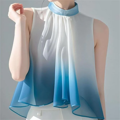 Sleeveless Halter Pleated Blouse – Summer Top for Women