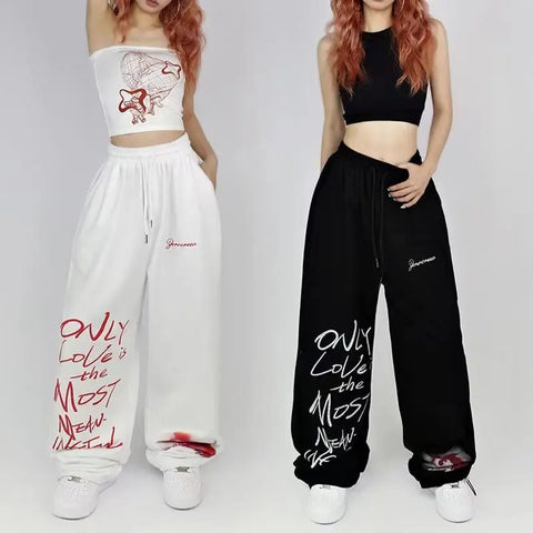 Trendy Hip-Hop Drawstring Sweatpants: Wide Leg Comfort for All