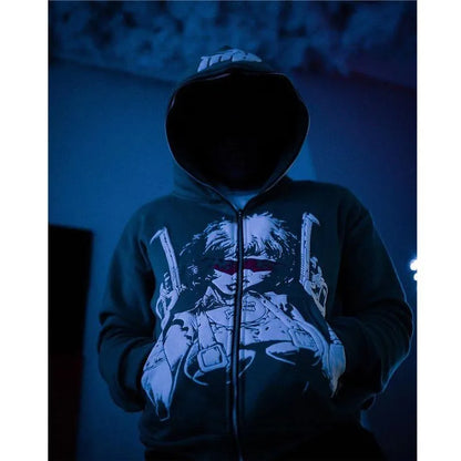 Y2K Cartoon Print Hoodies Women High Street Harajuku Vintage Oversized