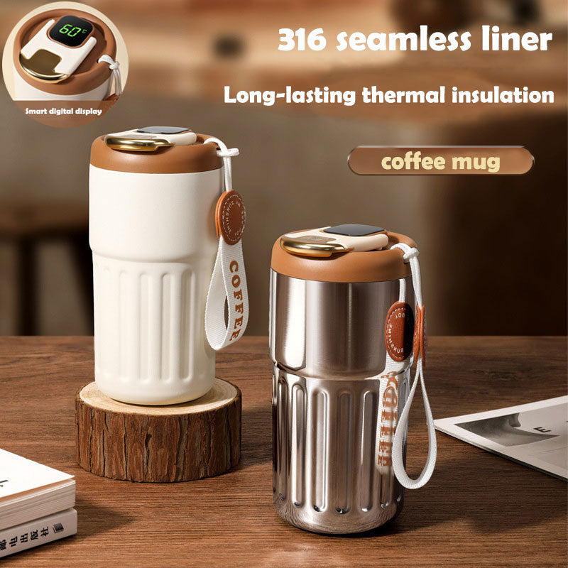 Liner Stainless  Coffee Mug Smart Temperature Display Thermos Portable Leakproof