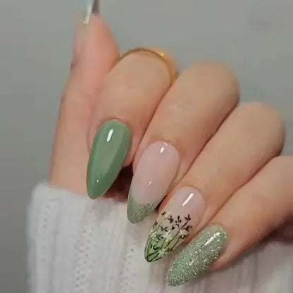 Summer Floral Short Fake Nail Tips