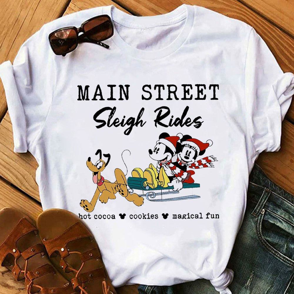 Funny Cute Cartoon Print Women's Christmas T-Shirt