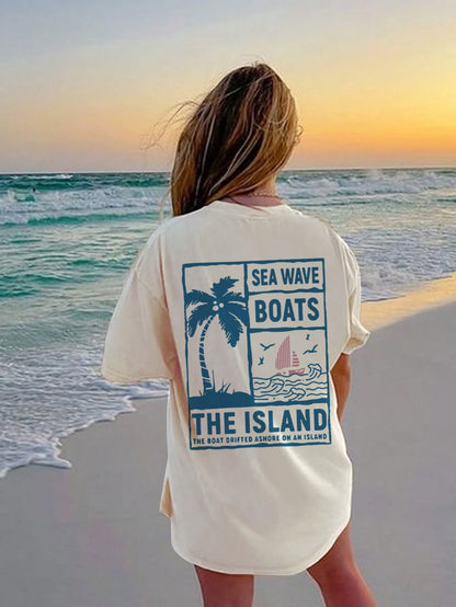 Aesthetic Beach T-Shirt Oversized Summer Surf Vintage Tee Top