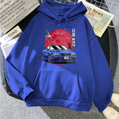 Hoodie Men Sweatshirts for Car Japanese Streetwear