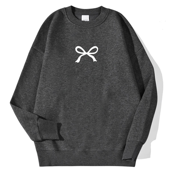 Casual Women's Sweatshirts Kawaii Bow Graphic Prints Pullover