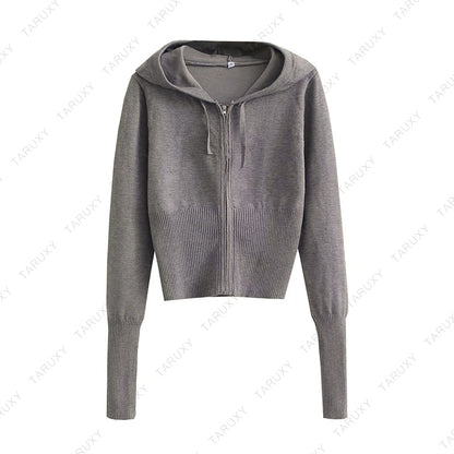 Women Y2k Sweater Hoodie Outfits Casual Zipper Set High Waist