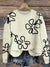 Women's Flower Print Color Block round Neck Casual Sweater Long Sleeve
