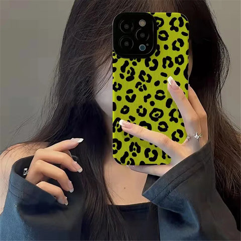 Fashion Fluorescent Yellow Leopard Print Phone Case For iPhone