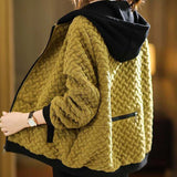 Women's Warm Hooded Coat Korean Patchwork Jacket Fall