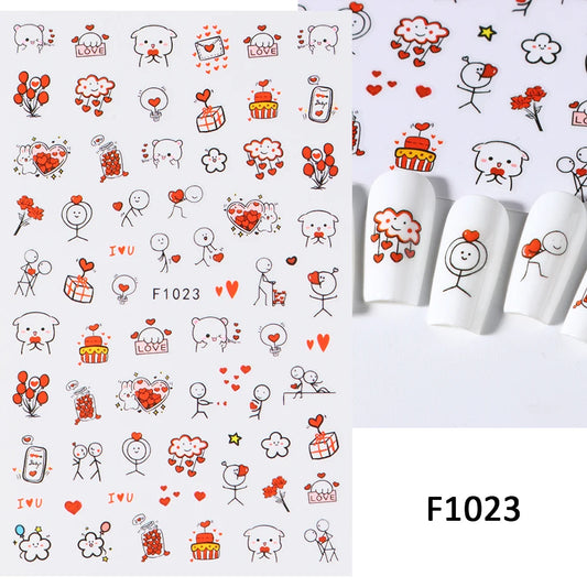 Cute Love Cartoon Nail Art Stickers