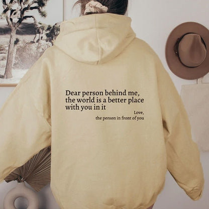 Hoodie With Words on Back Unisex Trendy Aesthetic Pullover Vintage