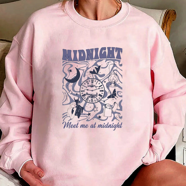 Sleepless Nights Crewneck Taylor Midnights ‘Meet Me at Midnight’ Hoodie for Fans