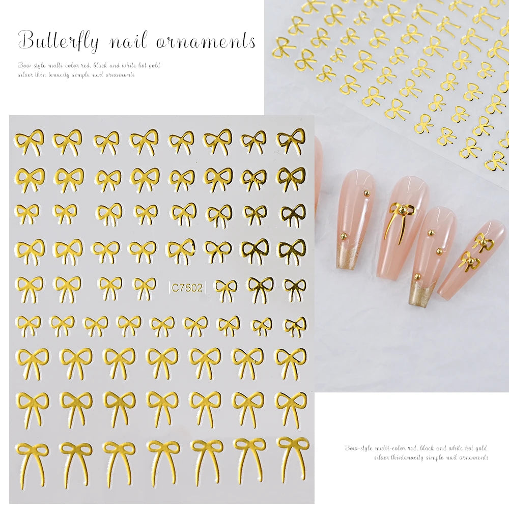3D Gold Heart Nail Art Stickers