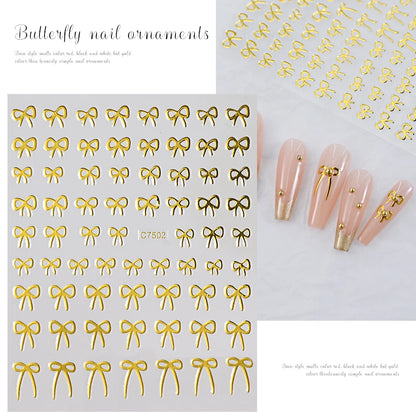 3D Gold Heart Nail Art Stickers