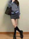 Womens Gray Knit Cardigan Soft Button Up Fall Winter Sweater