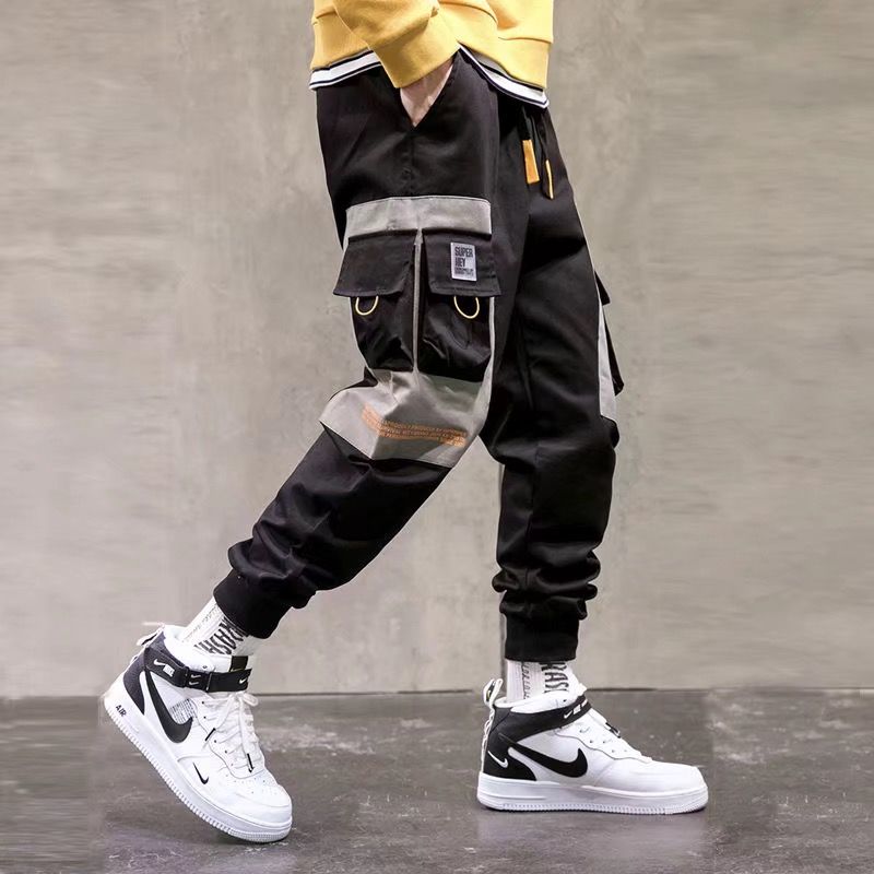 Jogger-Cargohose für Herren, lässig, Hip-Hop, Farbe, Jogginghose, Streetwear