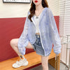 Womens UPF Sun Protection Jacket Blue Hooded Lightweight Cardigan