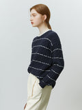 Pullover Winter Lose Tops Streifen Pullover Kabel Design Frauen Drop Sleeve