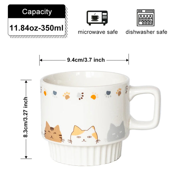 Ceramic coffee cup chocolate milk cup tea cup mug cute cat design