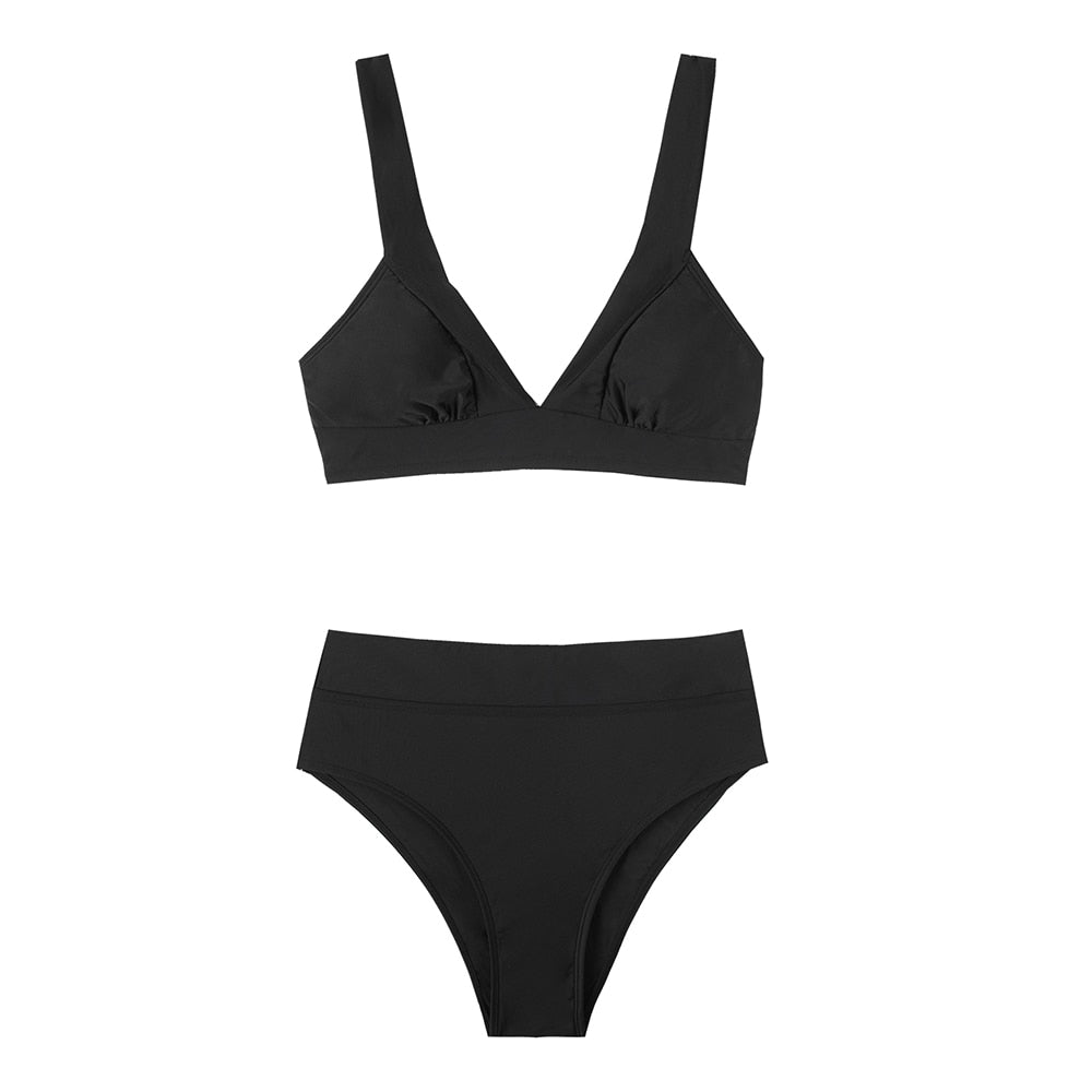 Bikini-Set, Badeanzug für Damen, einfarbig, rosa, sexy