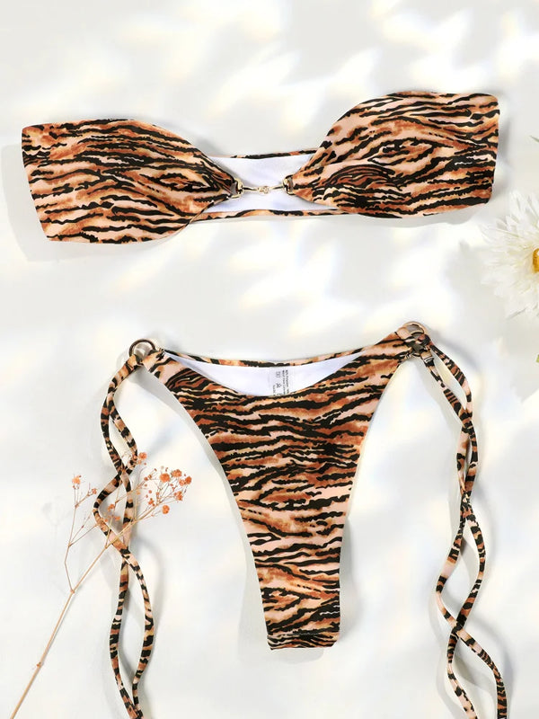 Swimsuit Bikinis Print Swimwear Summer Bikini