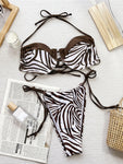 Neckholder-Bikiniset mit Bügel und Zebra-Print