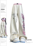 Women's Graphic Print Apricot Sweatpants Y2k Retro 2000s High Waist Baggy