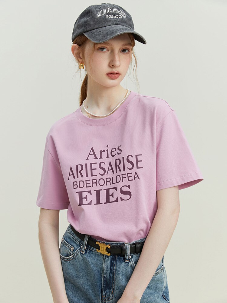 T-Shirt Short Sleeve Women's Letter Print