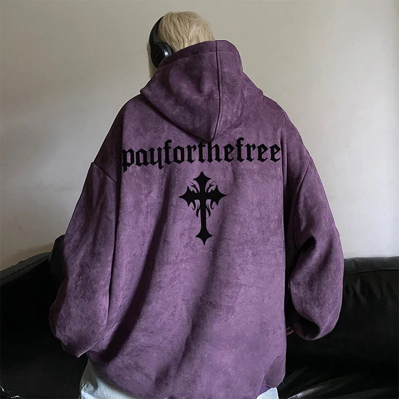 Vintage Letter Print Sweatshirt Gothic Hoodie Fashion Loose