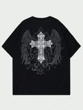 Cross Gothic Graphic Fashion Top Short Sleeve Classic Tee Print