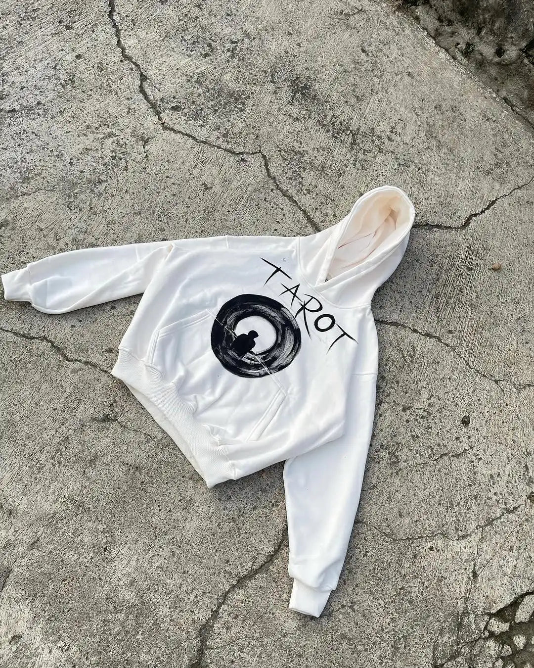 Fashionable 2025 Abstract Print Hoodie Men’s Casual White Top