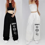 Y2K Streetwear: Trendy Print & High-Waist Wide Leg Pants