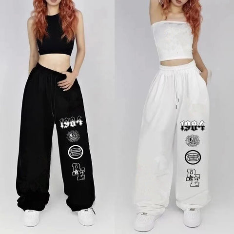 Y2K Streetwear: Trendy Print & High-Waist Wide Leg Pants