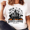 Gothic Haunted Library Tee Vintage Salem Print Halloween Shirt