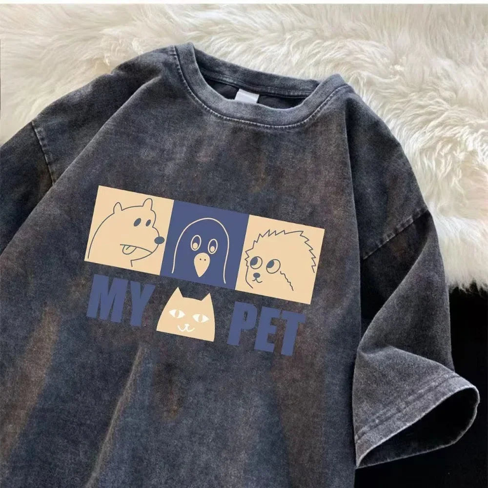 Men's Cartoon Print Summer T-Shirt Breathable Trendy Graphic