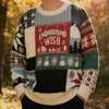 Mens Twist Jacquard Knit Sweater Vintage Pattern Crew Neck