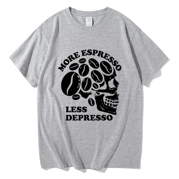 "More Espresso Less Depresso" Skeleton Coffee T-Shirt Men