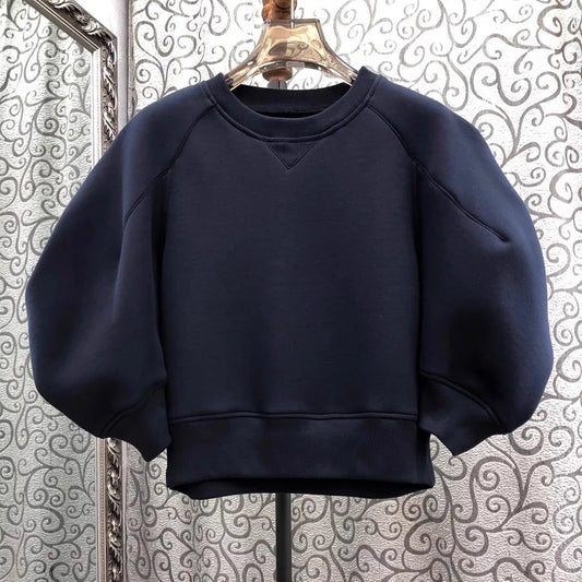 2025 Spring Crop Sweatshirt Women Sleeve Cotton Pullover