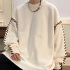 Mens Crew Neck Sweater Oversized Solid Color Knit Pullover Fall Winter