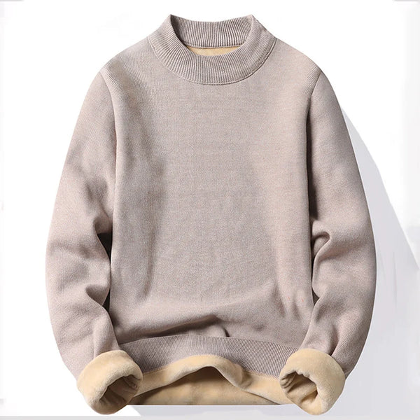 Mens Fleece Lined Mock Neck Sweater Thick Warm Knit Pullover