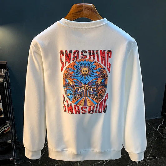 Men's Autumn Sweatshirts American Street Fashion Printed Casual Long Sleeve