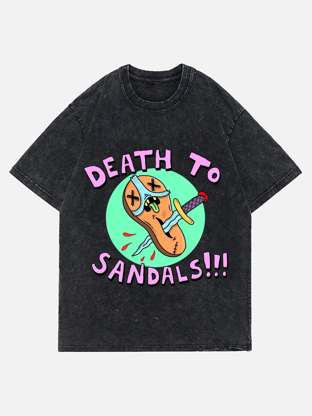 Funny Print Water-Wash T-Shirt Men’s Summer Fashion Must-Have