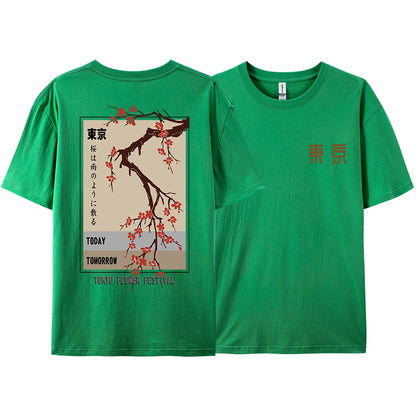 Today Tomorrow Tokyo Flower Festival T Shirt Unisex Fashion O-Neck