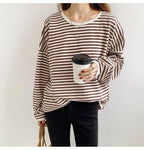 Women Sweatshirts Oversized Striped Pullover