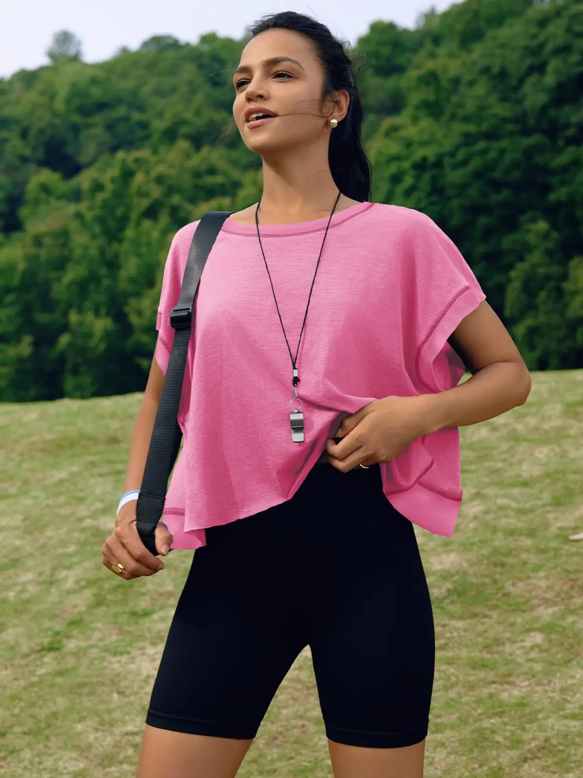 Women's Backless Yoga Top Pure Color Loose Gym Tee