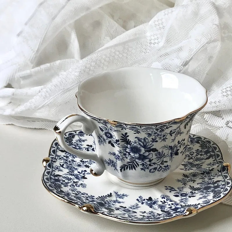 Vintage European Ceramic Teacup and Saucer Mug Set