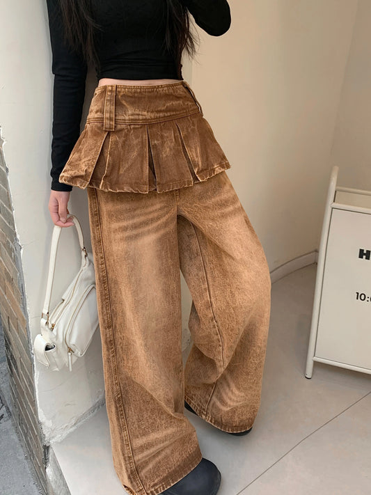 Retro Grunge Baggy Denim Pants Women Streetwear