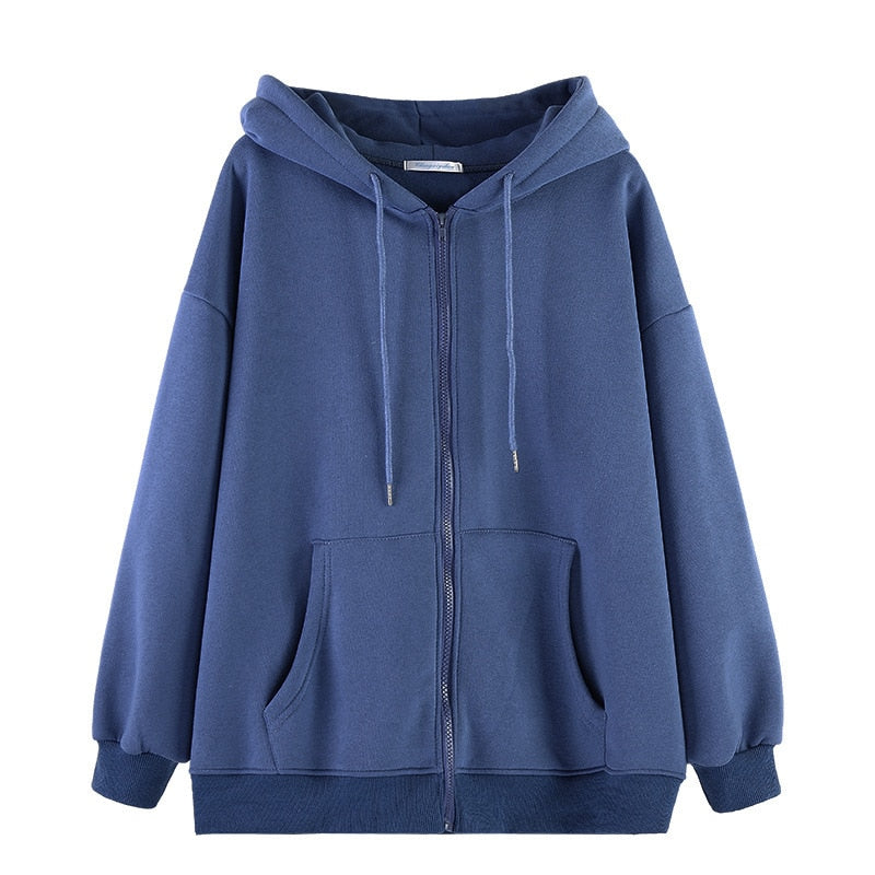 Women Hoodies Harajuku Korean Version Loose Oversized Sweatshirts Zipper Coats